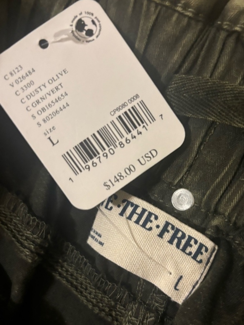 NWT FREE PEOPLE Can't Compare Slouch Cargo Pants In Dusty Olive SZ: L - Picture 6 of 9